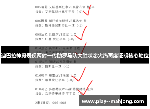 迪巴拉神勇表现两射一传助罗马队大胜状态火热再度证明核心地位 迪巴拉神勇表现两射一传助罗马队大胜状态火热再度证明核心地位